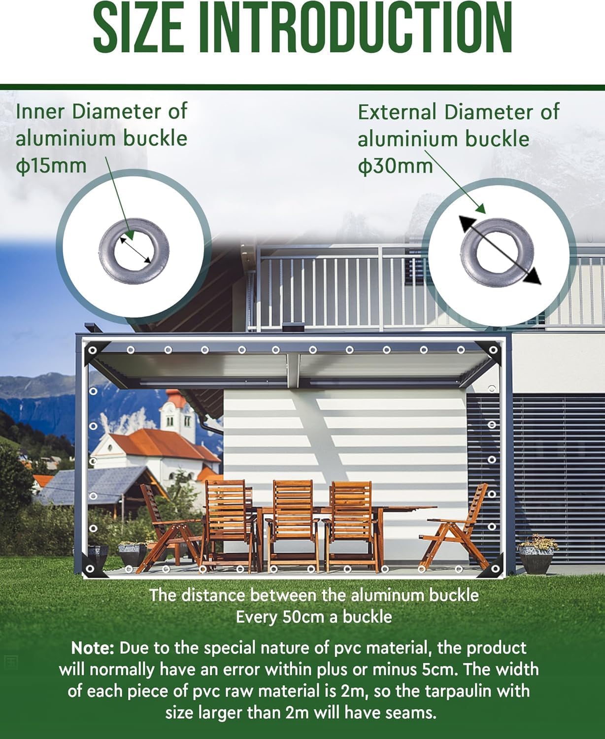 Custom Outdoor Vinyl Curtains 15 Mil 420g/m² Clear Tarps Heavy Duty Water Resistant