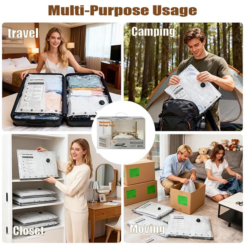 Cordless Travel Vacuum Storage Compression Bag Set with Rechargeable air Pump 15 Pack Waterproof & Reusable Compression Packing Bags for 3 Size