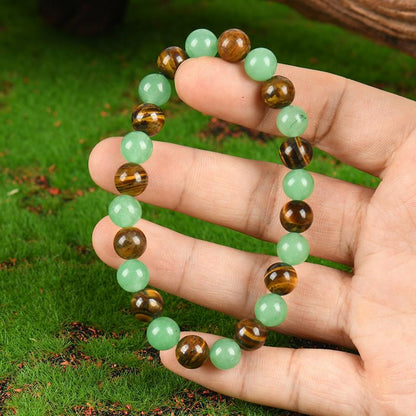 Tiger Eye & Green Aventurine Unisex Prosperity Jewelry with Adjustable Charms to Attract Wealth  Crystal Bracelet