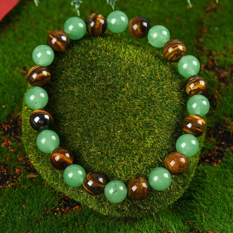 Tiger Eye & Green Aventurine Unisex Prosperity Jewelry with Adjustable Charms to Attract Wealth  Crystal Bracelet