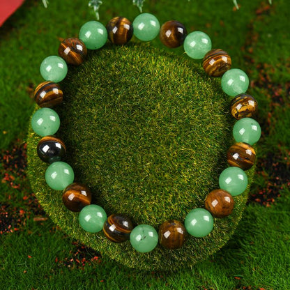 Tiger Eye & Green Aventurine Unisex Prosperity Jewelry with Adjustable Charms to Attract Wealth  Crystal Bracelet