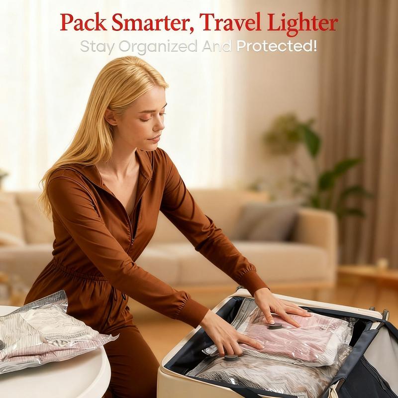 Cordless Travel Vacuum Storage Compression Bag Set with Rechargeable air Pump 15 Pack Waterproof & Reusable Compression Packing Bags for 3 Size