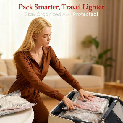 Cordless Travel Vacuum Storage Compression Bag Set with Rechargeable air Pump 15 Pack Waterproof & Reusable Compression Packing Bags for 3 Size