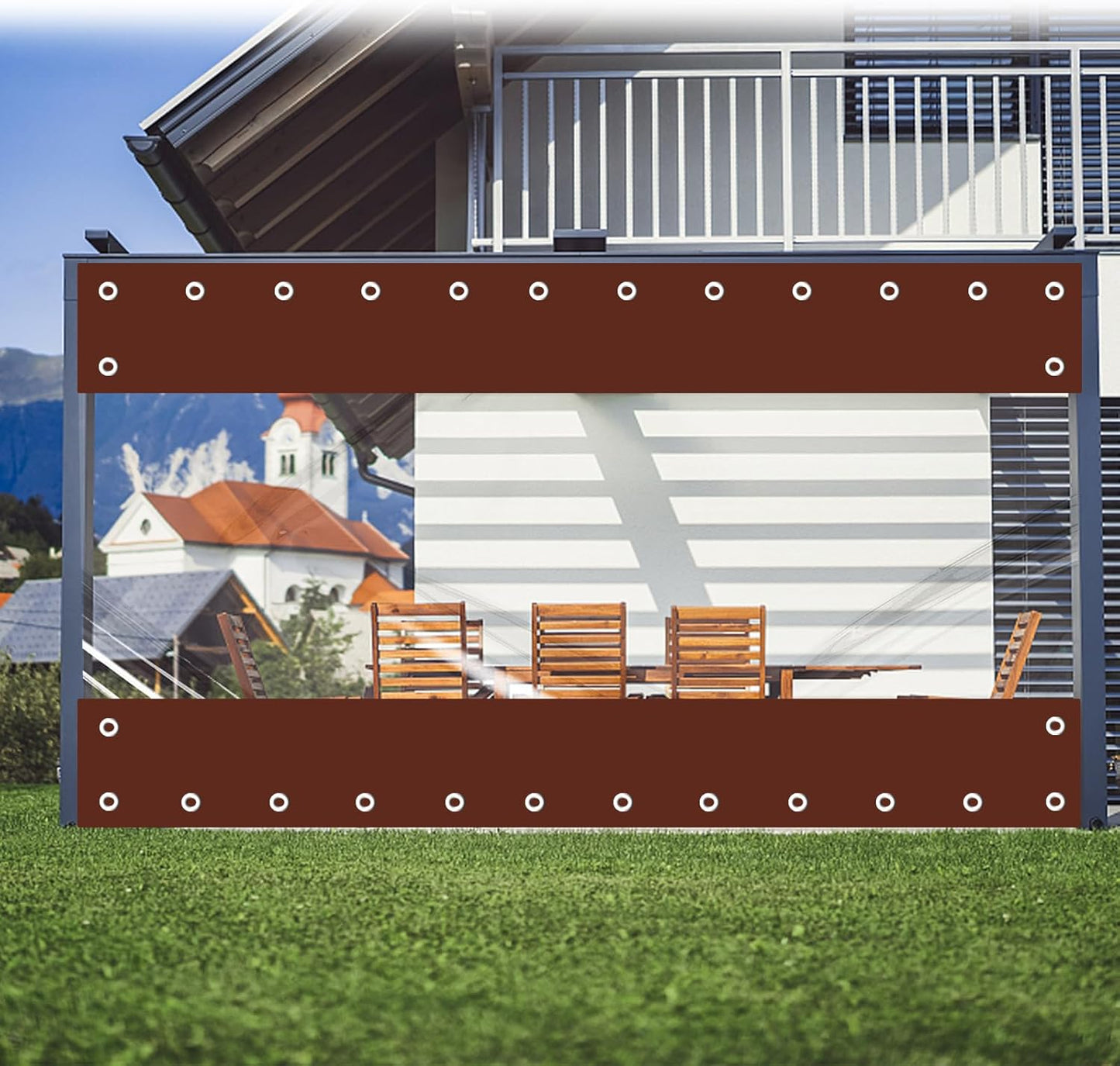 Outdoor Vinyl Curtain [16oz/14mil 0.3mm] Heavy Duty Clear Tarp Waterproof UV Resistant Vinyl Patio Enclosure