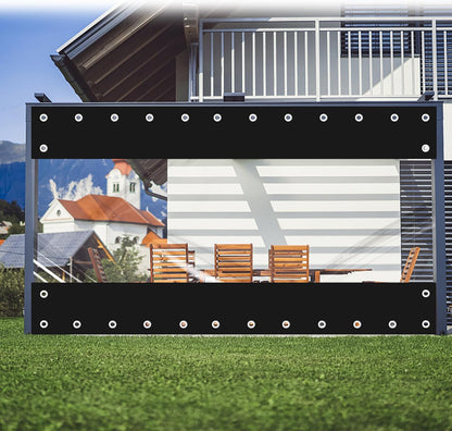 Outdoor Vinyl Curtain [16oz/14mil 0.3mm] Heavy Duty Clear Tarp Waterproof UV Resistant Vinyl Patio Enclosure