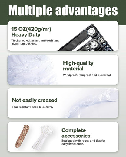 Black Edges 15 Mil 420g/m² Clear Tarps Heavy Duty Water Resistant