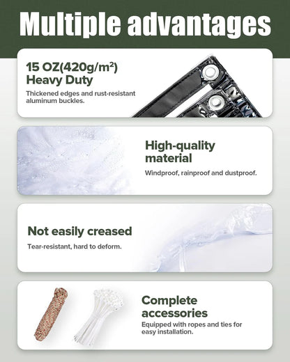 Custom Black Edges 15 Mil 420g/m² Clear Tarps Heavy Duty Water Resistant