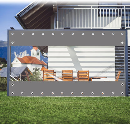 Outdoor Vinyl Curtain [16oz/14mil 0.3mm] Heavy Duty Clear Tarp Waterproof UV Resistant Vinyl Patio Enclosure