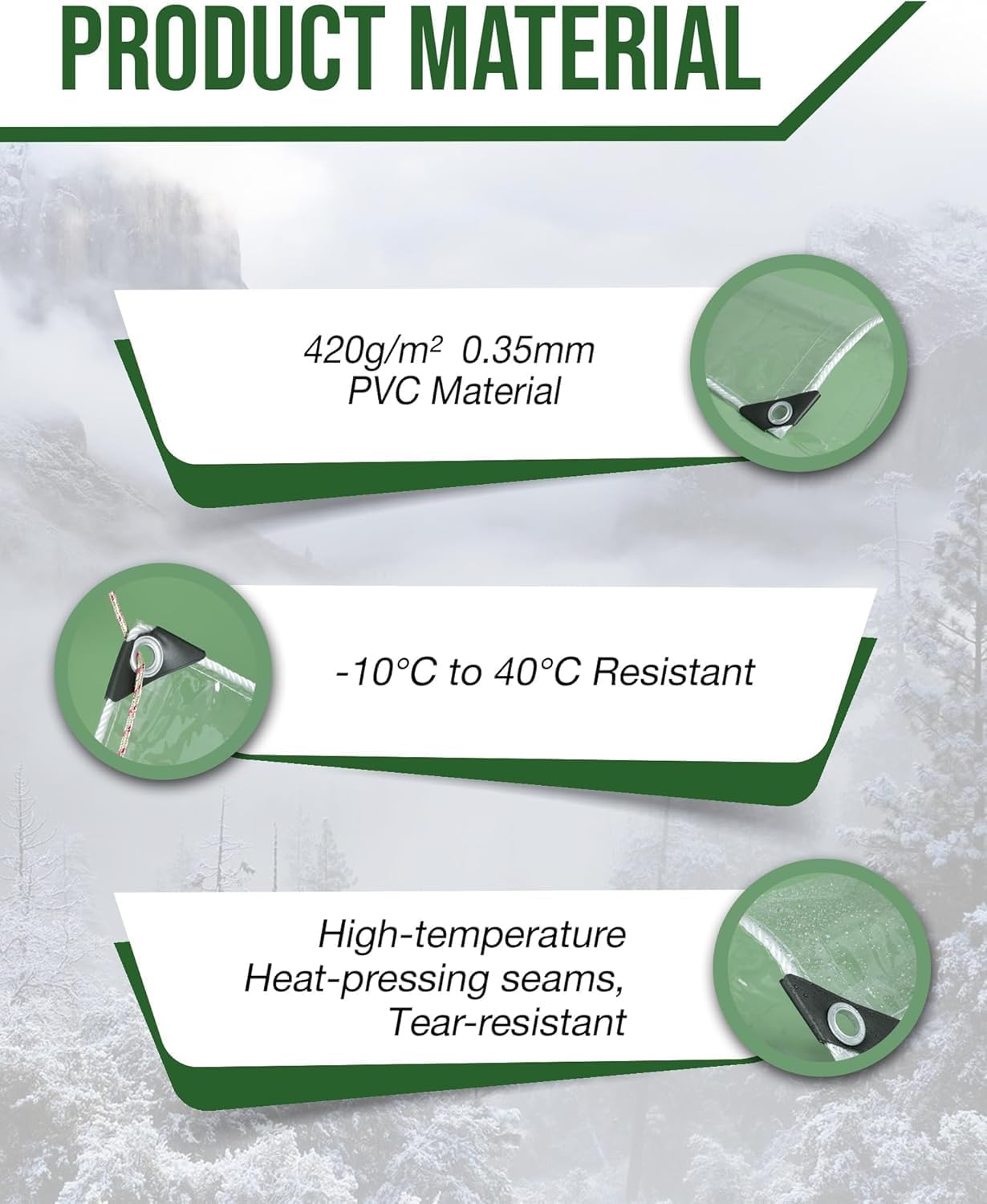 15 Mil 420g/m² Clear Tarps Heavy Duty Water Resistant