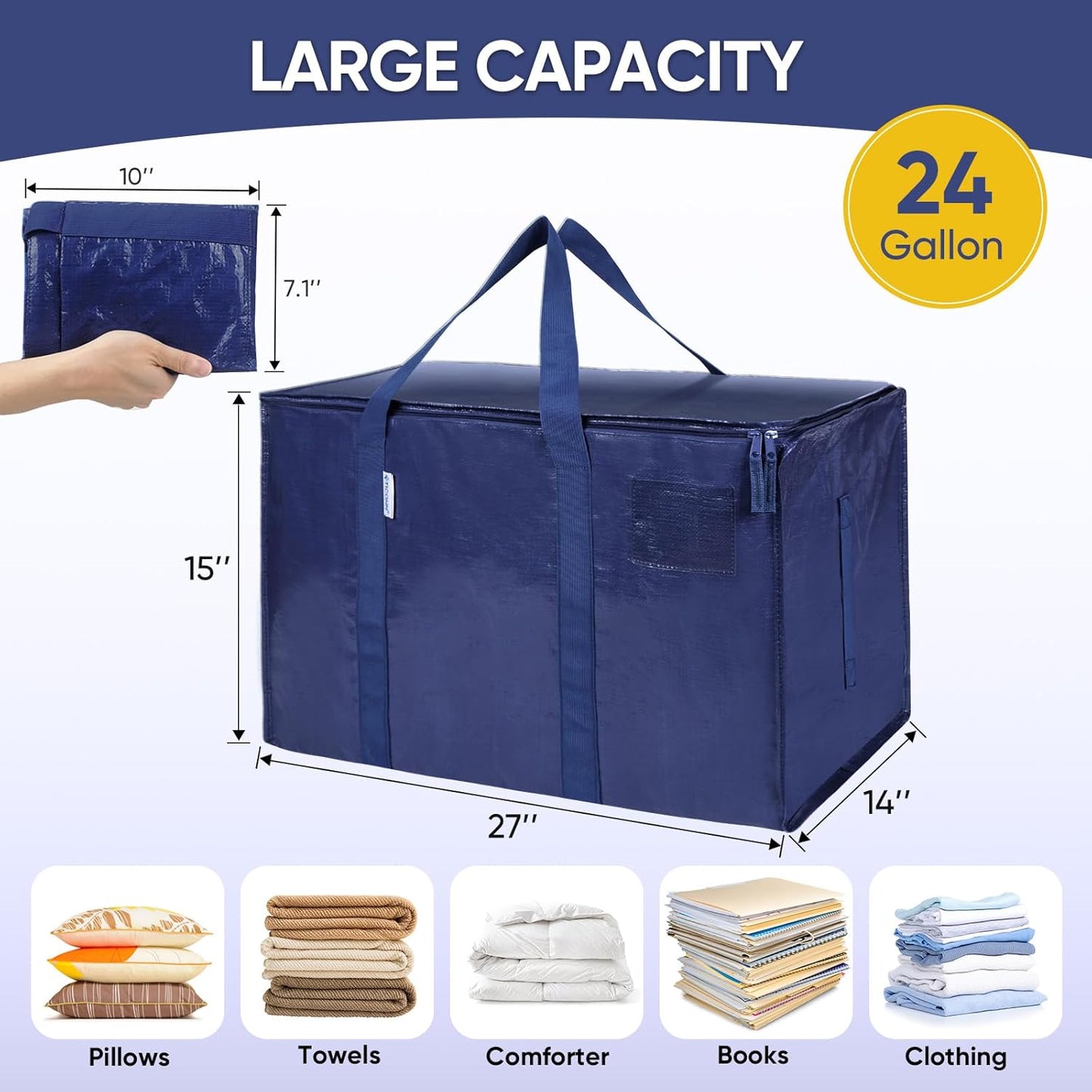 24 Gallon Extra Large Moving Bags Heavy Duty with Zippers & Carrying Handles