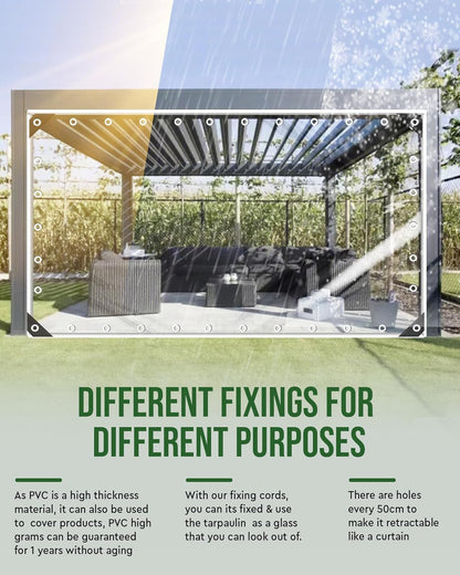 Custom  15 Mil 420g/m² Clear Tarps Heavy Duty Water Resistant