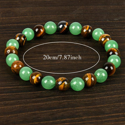 Tiger Eye & Green Aventurine Unisex Prosperity Jewelry with Adjustable Charms to Attract Wealth  Crystal Bracelet