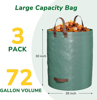 72 Gallon Reusable Yard Waste Bag Heavy Duty Collapsible Garden Leaf Trash Container