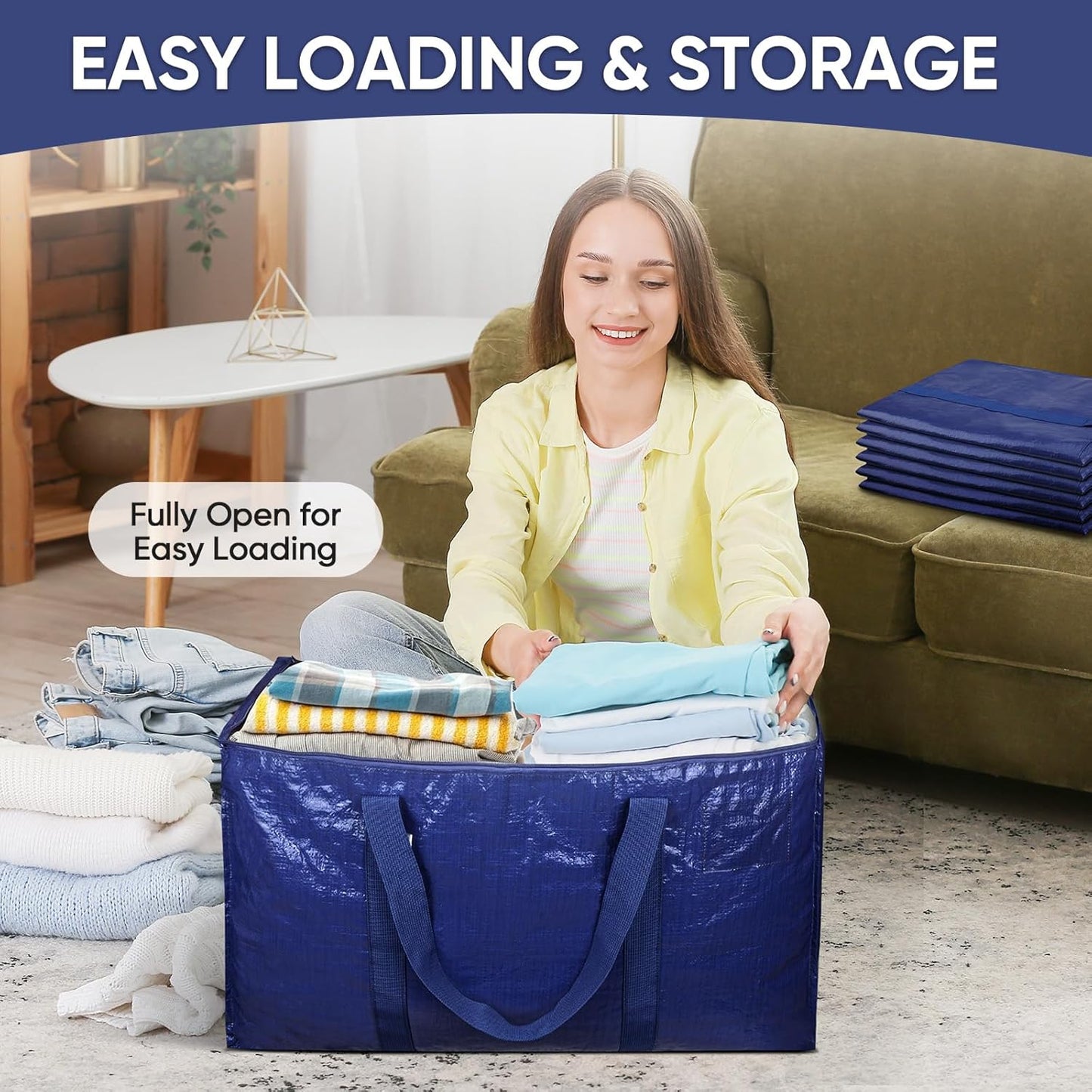 24 Gallon Extra Large Moving Bags Heavy Duty with Zippers & Carrying Handles