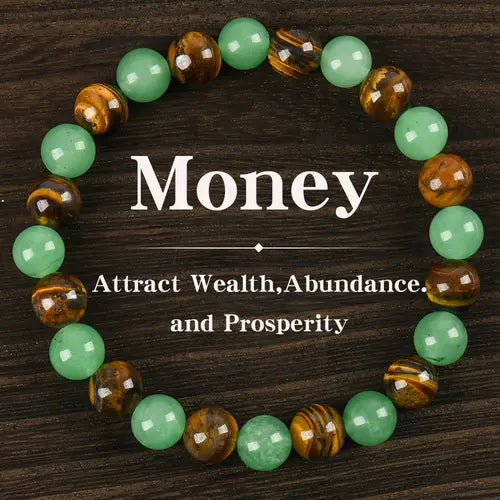 Tiger Eye & Green Aventurine Unisex Prosperity Jewelry with Adjustable Charms to Attract Wealth  Crystal Bracelet