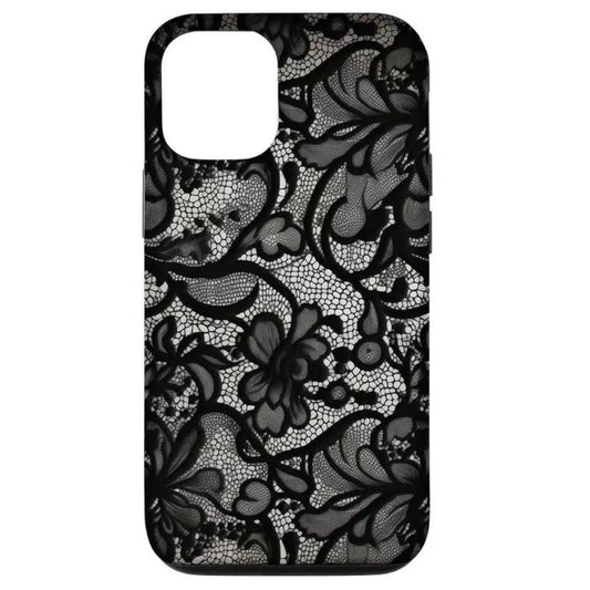 Black Lace VIntage Pattern Plastic Phone Case For iPhone