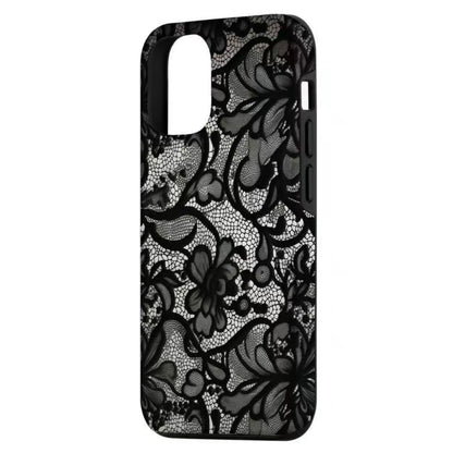 Black Lace VIntage Pattern Plastic Phone Case For iPhone