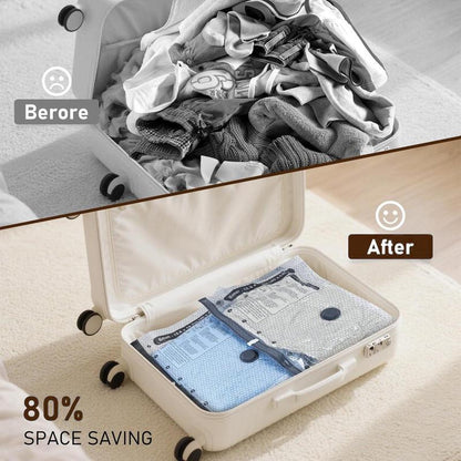 Cordless Travel Vacuum Storage Compression Bag Set with Rechargeable air Pump 15 Pack Waterproof & Reusable Compression Packing Bags for 3 Size