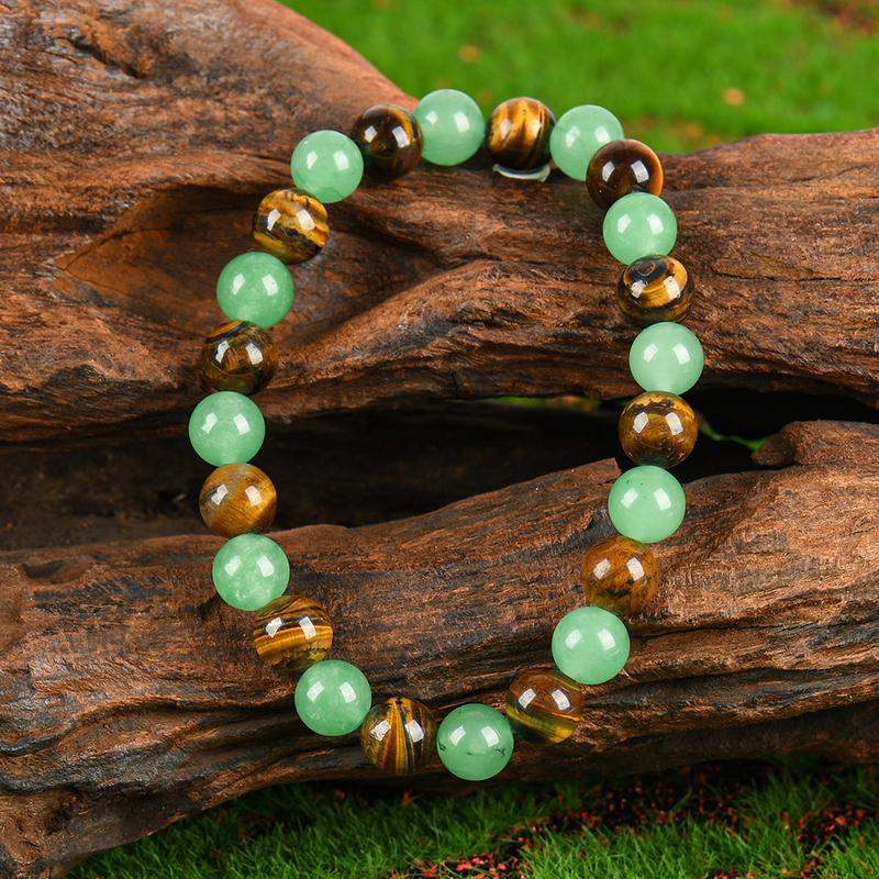 Tiger Eye & Green Aventurine Unisex Prosperity Jewelry with Adjustable Charms to Attract Wealth  Crystal Bracelet