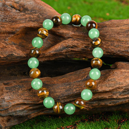 Tiger Eye & Green Aventurine Unisex Prosperity Jewelry with Adjustable Charms to Attract Wealth  Crystal Bracelet